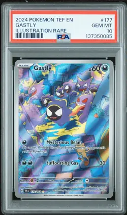 2024 POKEMON TEF EN-TEMPORAL FORCES ILLUSTRATION RARE #177 GASTLY PSA 10 - Image 1