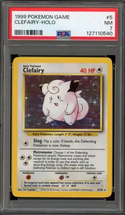 Pokemon Clefairy Base Set Unlimited Holo Rare #5 PSA 7 - Image 1