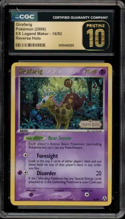 Pokemon Girafarig EX Legend Maker Reverse Holo Rare #16 CGC 10 Pristine - Image 1