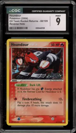 Pokemon Houndour EX Team Rocket Returns Reverse Holo #60 CGC 9 Mint - Image 1