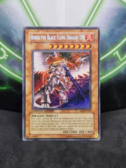 Yugioh Horus the Black Flame Dragon LV8 EEN-ENSE1 Secret Rare NM - Image 1