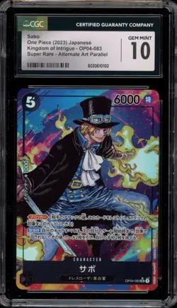 One Piece CCG Sabo Kingdoms of Intrigue JPN Alt Art Parallel OP04-083 CGC 10 - Image 1