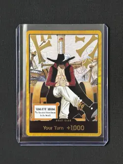 DON!! Card Dracule Mihawk Gold One Piece OP14 The Azure Sea's Seven NM unplayed - Image 3