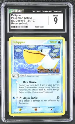 CGC 9 MINT Pelipper 2005 EX Deoxys 21/107 Reverse Holo Stamped Pokemon Card - Image 1