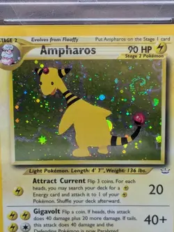 AMPHAROS 1/64 Unlimited Neo Revelation Holo Rare Pokemon Card PSA 7 Swirl NM - Image 4
