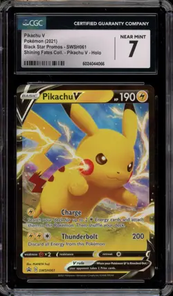 Pokemon Pikachu V Shining Fates Coll. Black Star Holo Promo SWSH061 CGC 7 - Image 1
