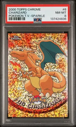 2000 TOPPS CHROME POKEMON T.V. SPARKLE #6 CHARIZARD PSA 8 - Image 1