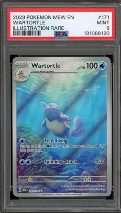 Pokemon Wartortle 151 MEW EN Illustration Rare #171 PSA 9 Mint - Image 1