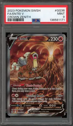 Pokemon Entei V Crown Zenith Galarian Gallery Full Art #GG36 PSA 9 Mint - Image 1
