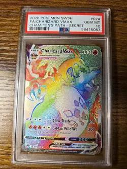 2020 Pokemon SWSH FA Charizard VMAX Champions Path Secret #074 PSA 10 - Image 1