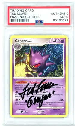 PSA Signed Ted Lewis Pokemon TCG Gengar LV.43 18/100 Stormfront Regular (2008) - Image 1