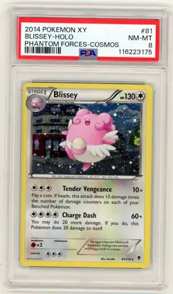 2014 Pokemon XY Phantom Forces Blissey Holo Cosmos #81 PSA 8 - Image 1