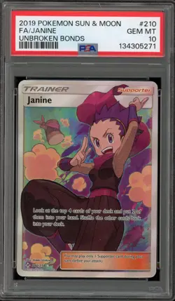 Pokemon Janine Unbroken Bonds Full Art #210 PSA 10 Gem Mint - Image 1