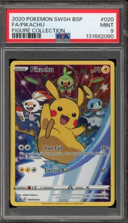 Pokemon Pikachu Sword & Shield Figure Coll. Full Art Promo SWSH020 PSA 9 - Image 1
