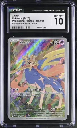 Zacian *CGC 10* Illustration Rare *Phantasmal Flames* #100 *2025* Pokemon - Image 1