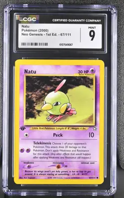 CGC MINT 9 Pokemon Natu 67/111 2000 Neo Genesis 1st Edition - Image 1