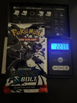 Heavy 22.77g Pokemon TCG SV 10.5 Black Bolt Booster Pack Sealed! - Image 1