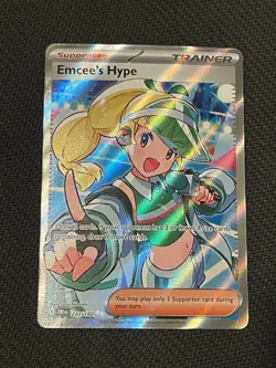 Pokemon TCG Destined Rivals Emcee’s Hype Trainer Full Art Rare 220/182 - NM - Image 1