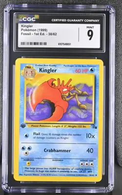 CGC MINT 9 Pokemon Kingler 38/62 1999 Fossil 1st Edition - Image 1