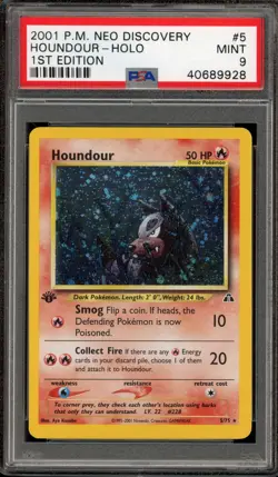 Pokemon Houndour Neo Discovery 1st Edition Holo Rare #5 PSA 9 Mint - Image 1