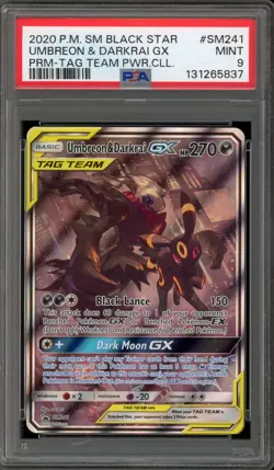Pokemon Umbreon & Darkrai GX Tag Team Powers Coll. Full Art Promo SM241 PSA 9 - Image 1