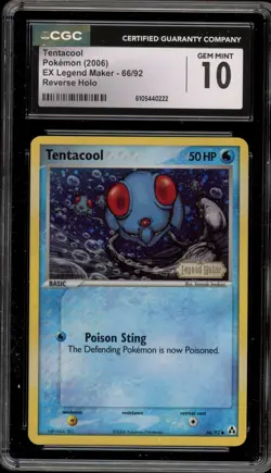 Pokemon Tentacool EX Legend Maker Reverse Holo #66 CGC 10 Gem Mint - Image 1