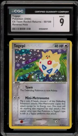Pokemon Togepi EX Team Rocket Returns Reverse Holo #50 CGC 9 Mint - Image 1