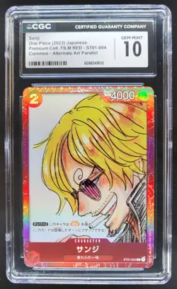 2023 ONE PIECE CCG JAPANESE SANJI FILM RED ALTERNATE ART ST01-004 CGC 10 E PT - Image 1