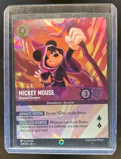 2023 Disney Lorcana TCG: Mickey Mouse - Wayward Sorcerer Alt Art #208/204 - Image 1