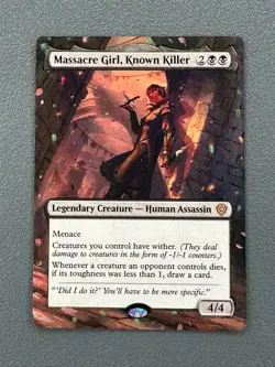 Massacre Girl Known Killer MTG Lorwyn Eclipsed Hand Painted Extended Altered Art - Image 1