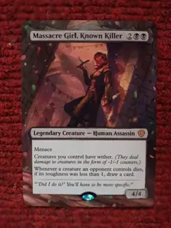Massacre Girl Known Killer MTG Lorwyn Eclipsed Hand Painted Extended Altered Art - Image 2