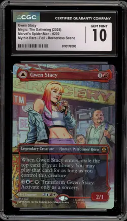 Magic MTG Gwen Stacy Spider-Man Mythic Rare Foil Borderless #0202 CGC 10 - Image 1