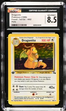 POKEMON CGC 8.5 Dragonite 4/62 1999 Fossil - 1st Edition Rare Holo *4049 - Image 1