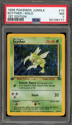 Pokemon Scyther Jungle 1st Edition Holo Rare #10 PSA 7 - Image 1