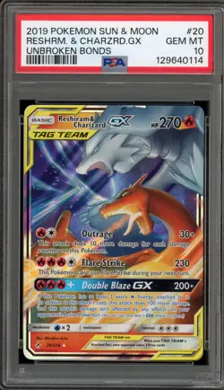 Pokemon Reshiram & Charizard GX Unbroken Bonds Holo Ultra Rare #20 PSA 10 - Image 1