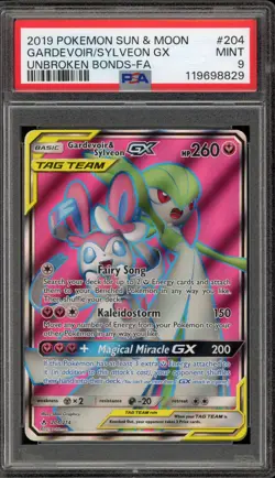 Pokemon Gardevoir & Sylveon GX Unbroken Bonds Full Art #204 PSA 9 Mint - Image 1