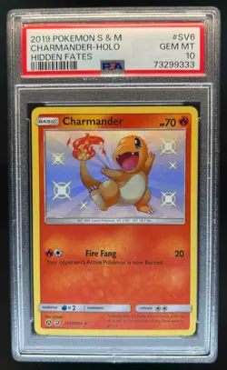 2019 Pokemon SM Hidden Fates Charmander Shiny Vault Rare #SV6/SV94 PSA 10 - Image 1