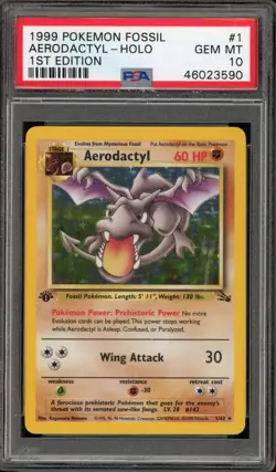 Pokemon Aerodactyl Fossil 1st Edition Holo Rare #1 PSA 10 Gem Mint - Image 1
