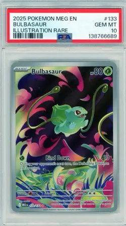 2025 Pokemon Mega Evolution Bulbasaur Illustration Rare #133/132 PSA 10 Gem Mint - Image 1