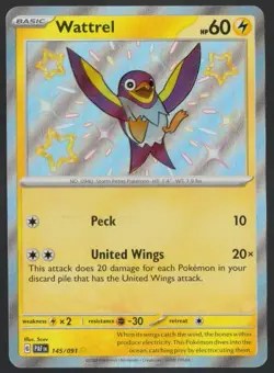 Wattrel - Paldean Fates 145/091 - Shiny Rare - NM Scarlet & Violet Pokemon - Image 1