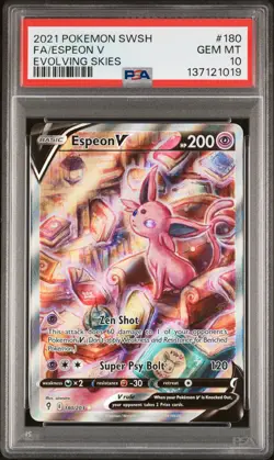 2021 POKEMON SWORD & SHIELD EVOLVING SKIES #180 FULL ART/ESPEON V PSA 10 - Image 1