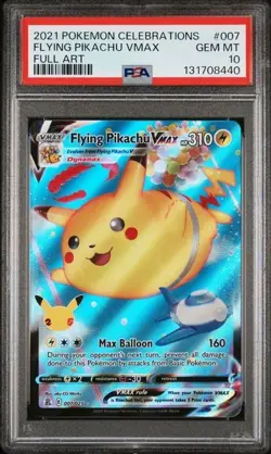 2021 Pokemon Celebrations 007/025 Flying Pikachu VMAX Full Art PSA 10 - Image 1