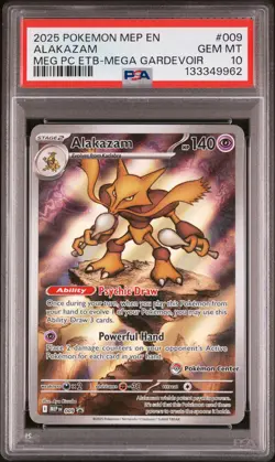 2025 Pokemon Black Star Promo Alakazam #009 GEM MT PSA 10 PC ETB -Mega Gardevoir - Image 1