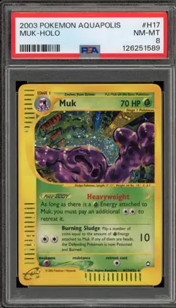 Pokemon Muk Expedition Holo Rare #H17 PSA 8 - Image 1