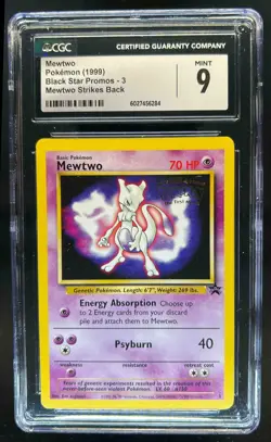 1999 Pokemon Wizards Black Star Promos Mewtwo #3 CGC 9 - Image 1