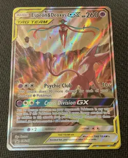 ESPEON & DEOXYS GX Tag Team Promo Full Art Holo SM240 NM 2020 Pokemon Sun & Moon - Image 1