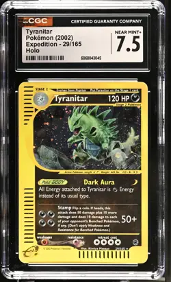 POKEMON CGC 7.5 Tyranitar 29/165 2002 Expedition Rare Holo *3045 - Image 1