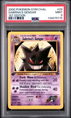 2000 Pokemon Gym Challenge #29 Sabrina's Gengar 1st Edition PSA 9 MINT - Image 1