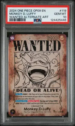 2024 One Piece Monkey D. Luffy #119 Wanted Alt Art Op09-Emps. New World PSA 10 - Image 1