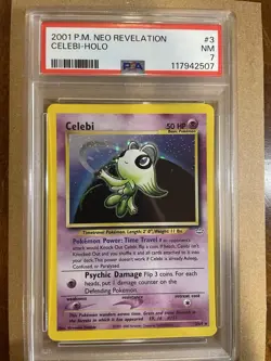 Pokemon TCG Celebi Neo Revelation Holo Rare Card 3/64 PSA 7 - Image 1